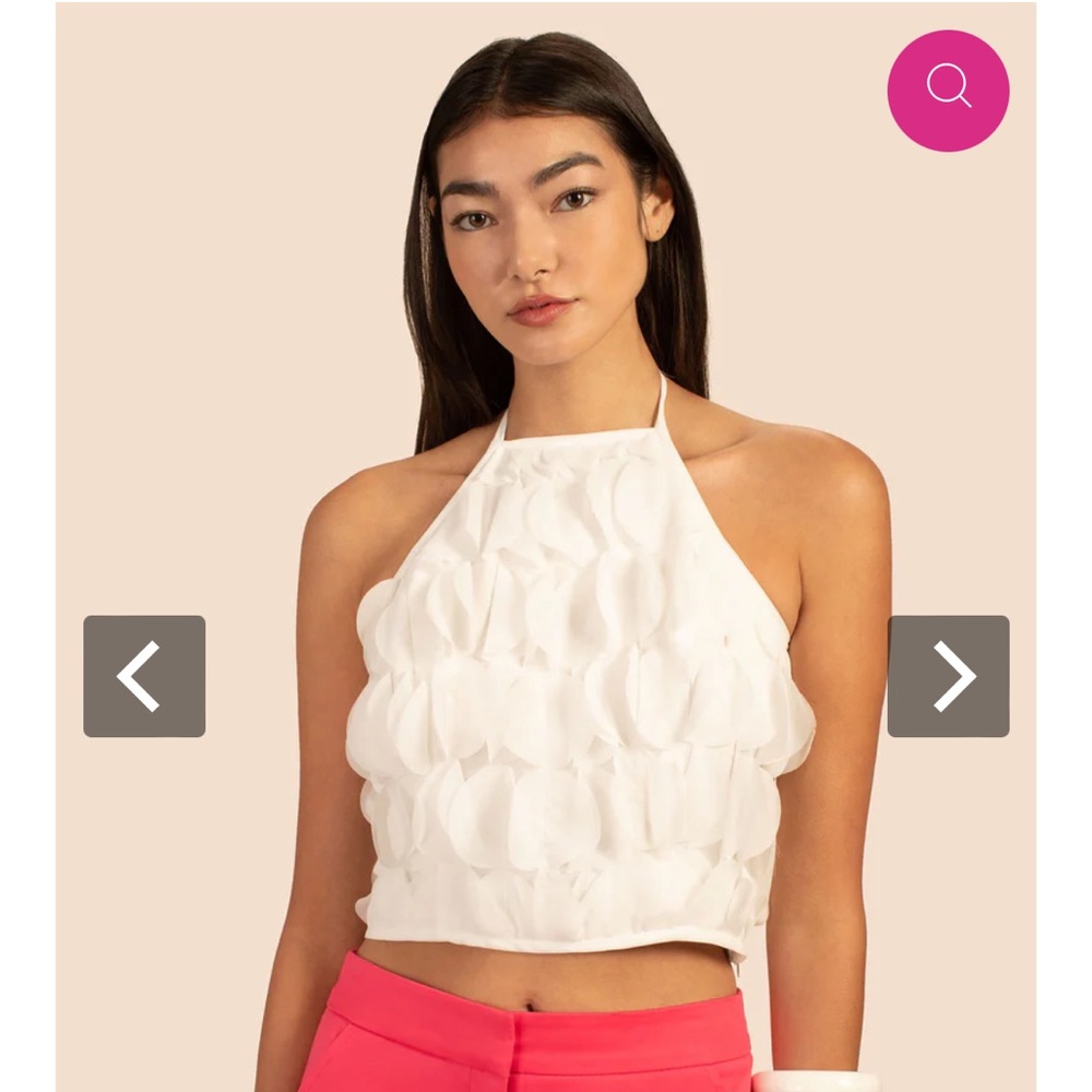NWT Trina Turk size 6 Halter Flutter Top, White